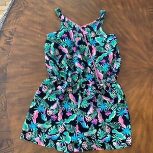 Parrot tropical print romper